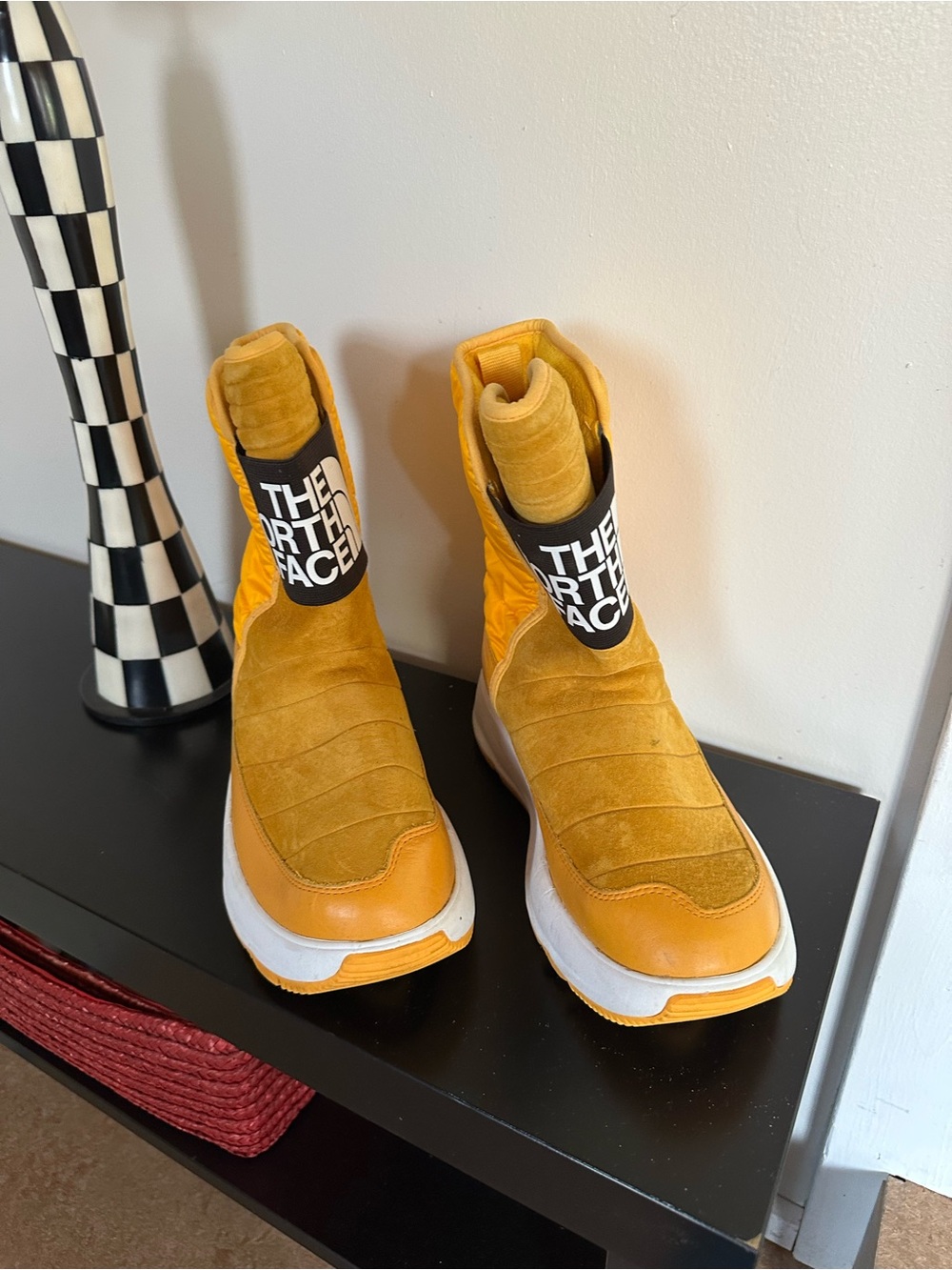 The North Face Ladies Golden Yellow High-Top Slip-On Sneakers